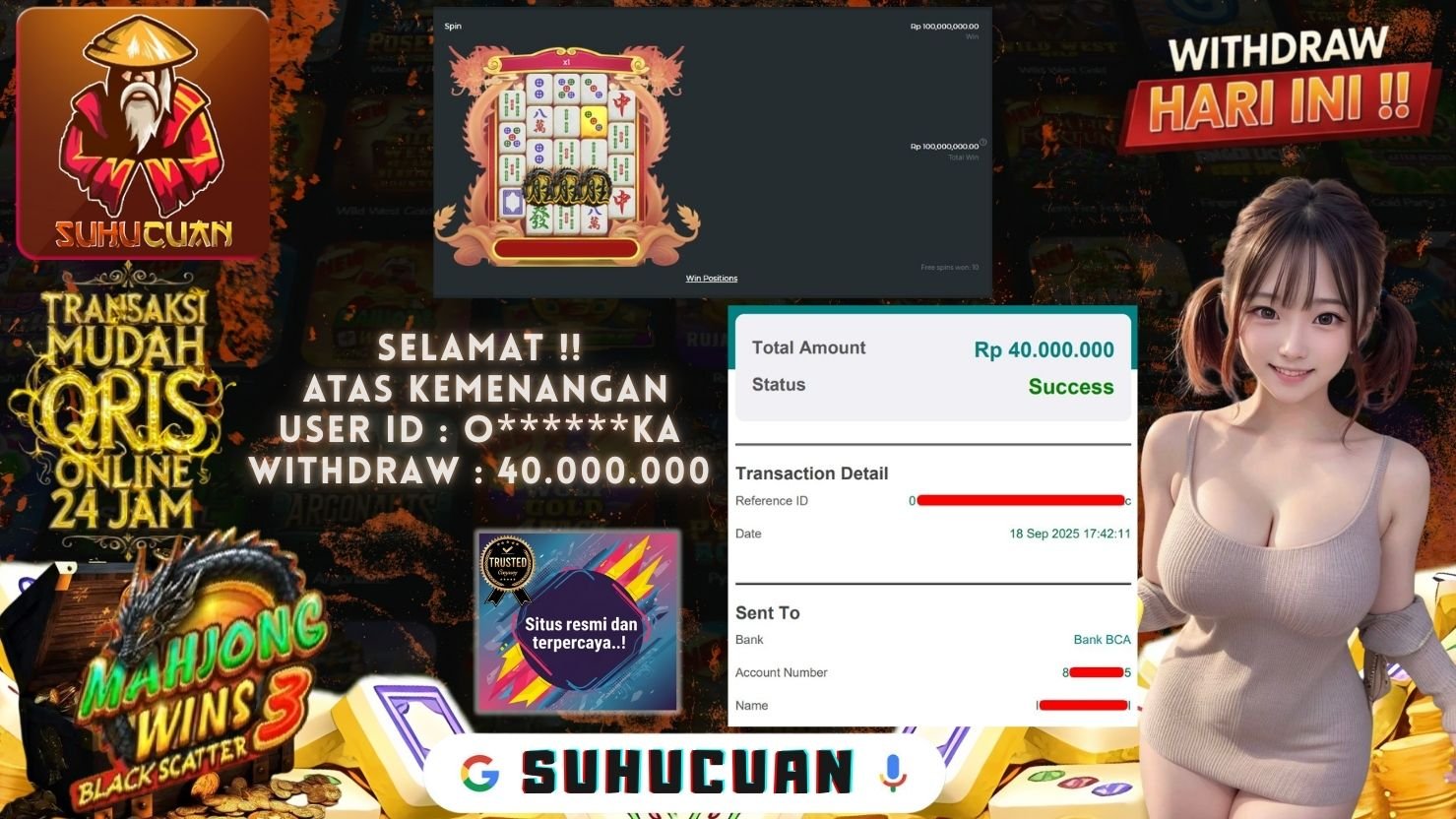 SUHUCUAN JACKPOT SLOT MAHJONG WINS 3 BLACK SCATTER 